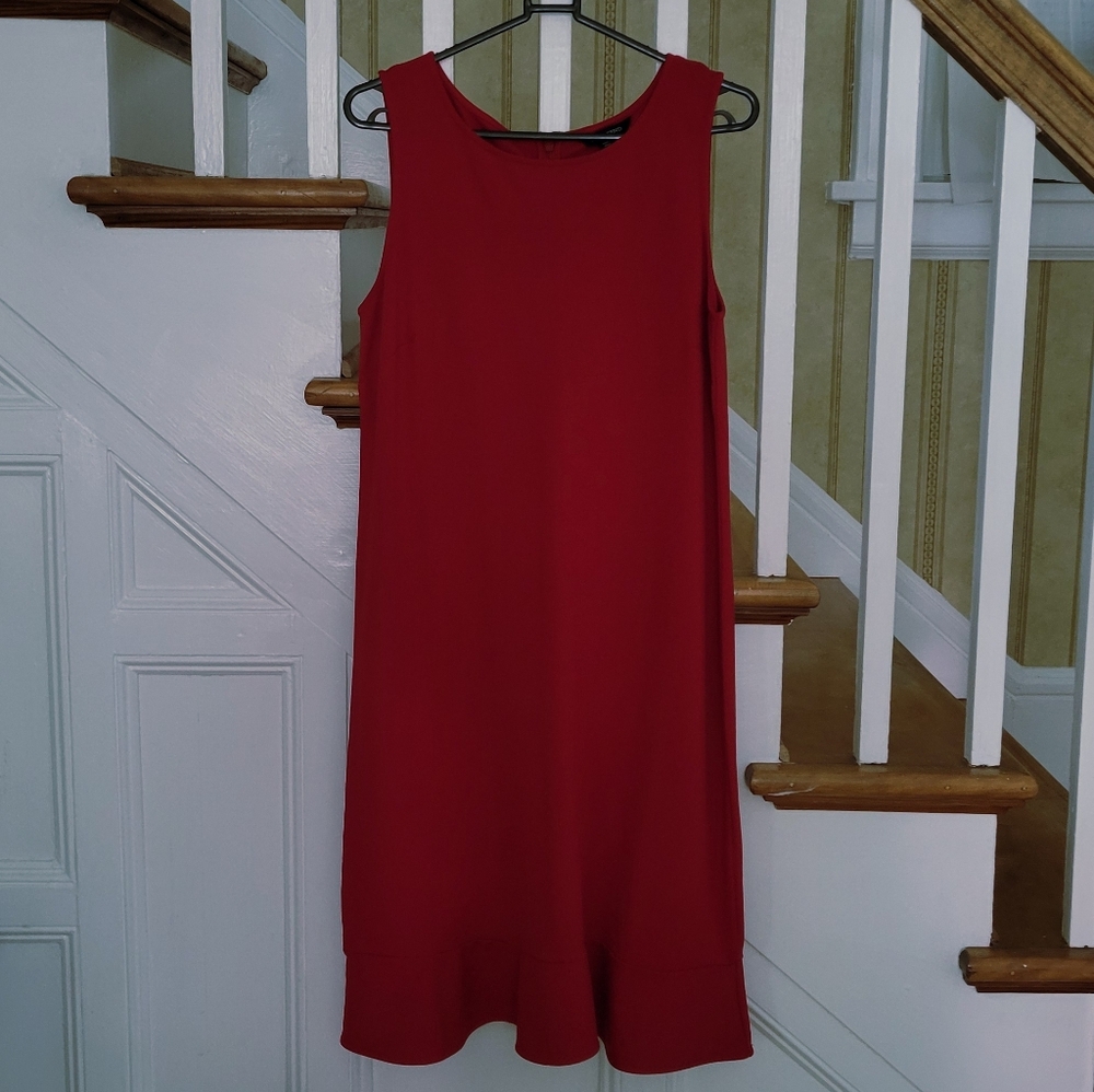 LANDS END Red Sleeveless Ponte Dress Size 8